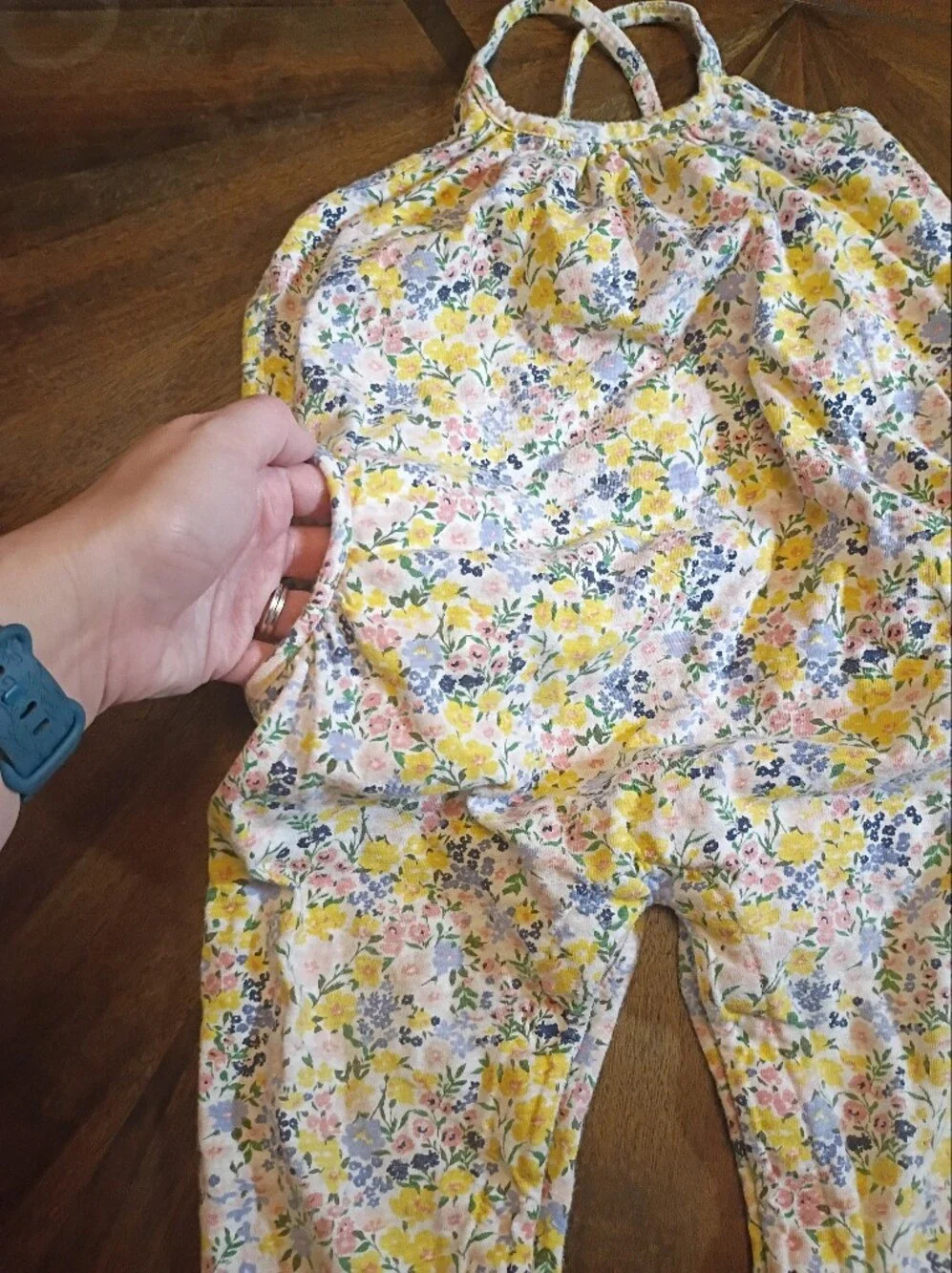 Old Navy Toddler Girls Floral Sleeveless Jumpsuit Romper Size 2T Pink Yellow